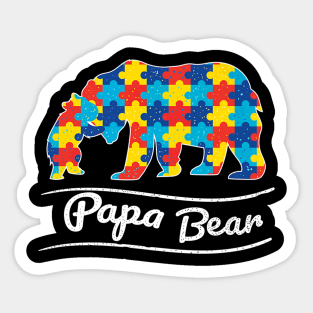 Papa Autism Bear Fathers Day Sticker